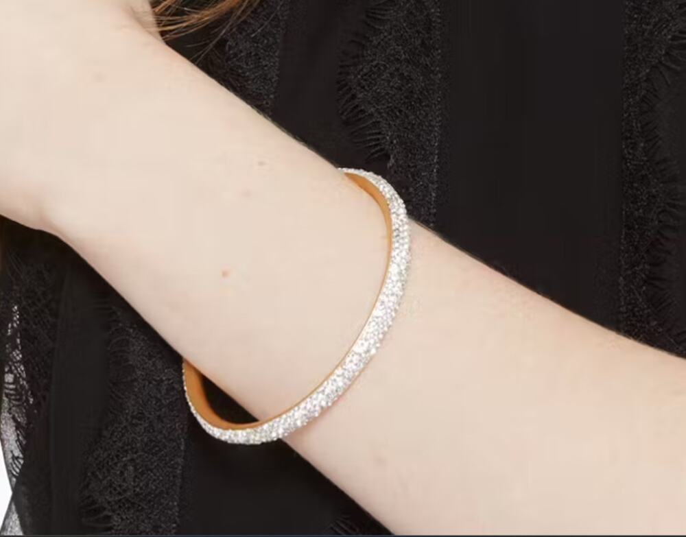 Kate Spade Rose Gold Clear Crystal Bangle Bracelet NEW Flush Clasp
